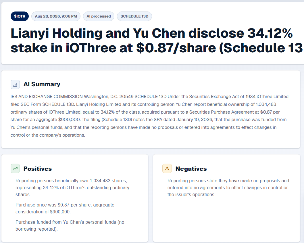 TradersLink press-release alert with an AI summary